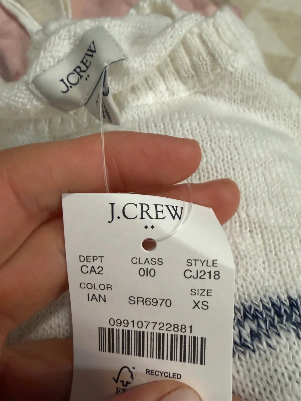 J crew Striped short-sleeve relaxed beach sweater
